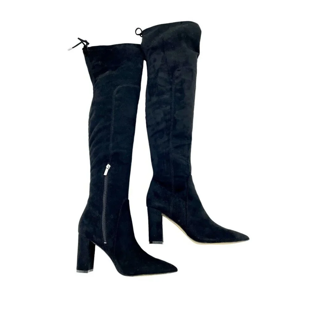 Marc Fisher Ulona Black Fabric Suede Over the Knee Boots SZ 6.5 $249